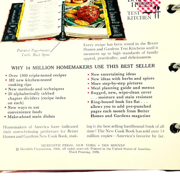 Better Homes and Gardens New Cook Book 1968 Ed 1970 3rd Printing 5-Ring Binder - Picture 7 of 13